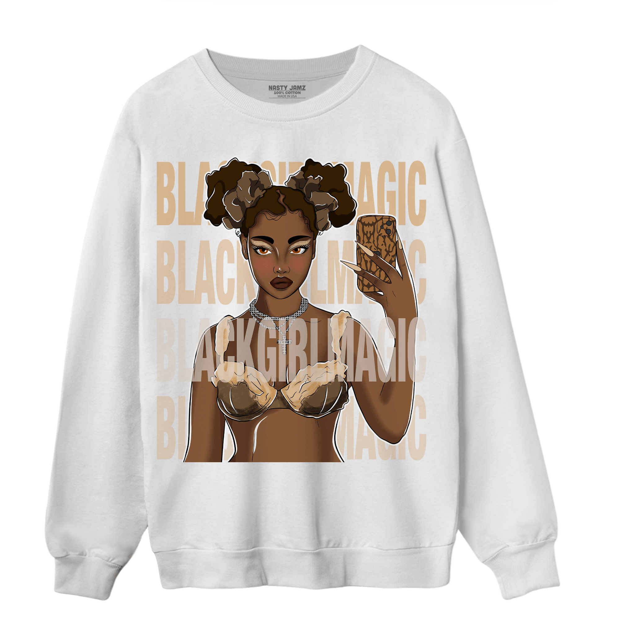 Palomino 3s Sweatshirt Match Black Magic Girl Selfie - NastyJamz