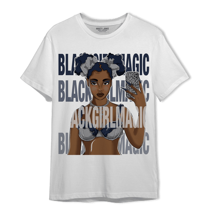 White Navy 3s T Shirt Match Black Magic Girl Selfie - NastyJamz