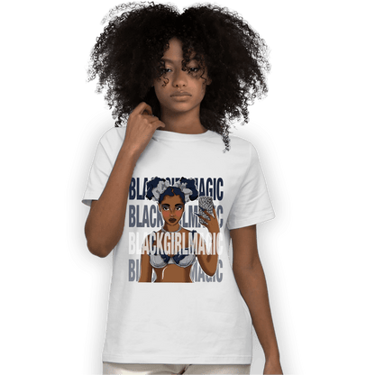 White Navy 3s T Shirt Match Black Magic Girl Selfie - NastyJamz