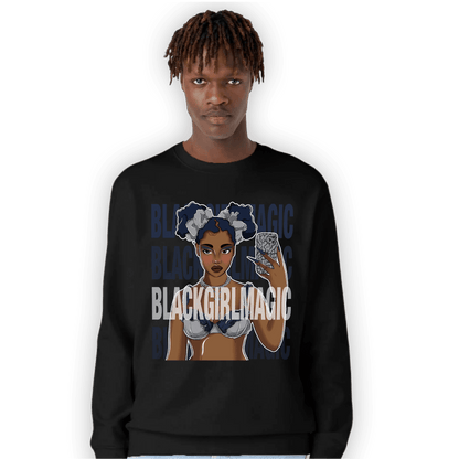 White Navy 3s Sweatshirt Match Black Magic Girl Selfie - NastyJamz
