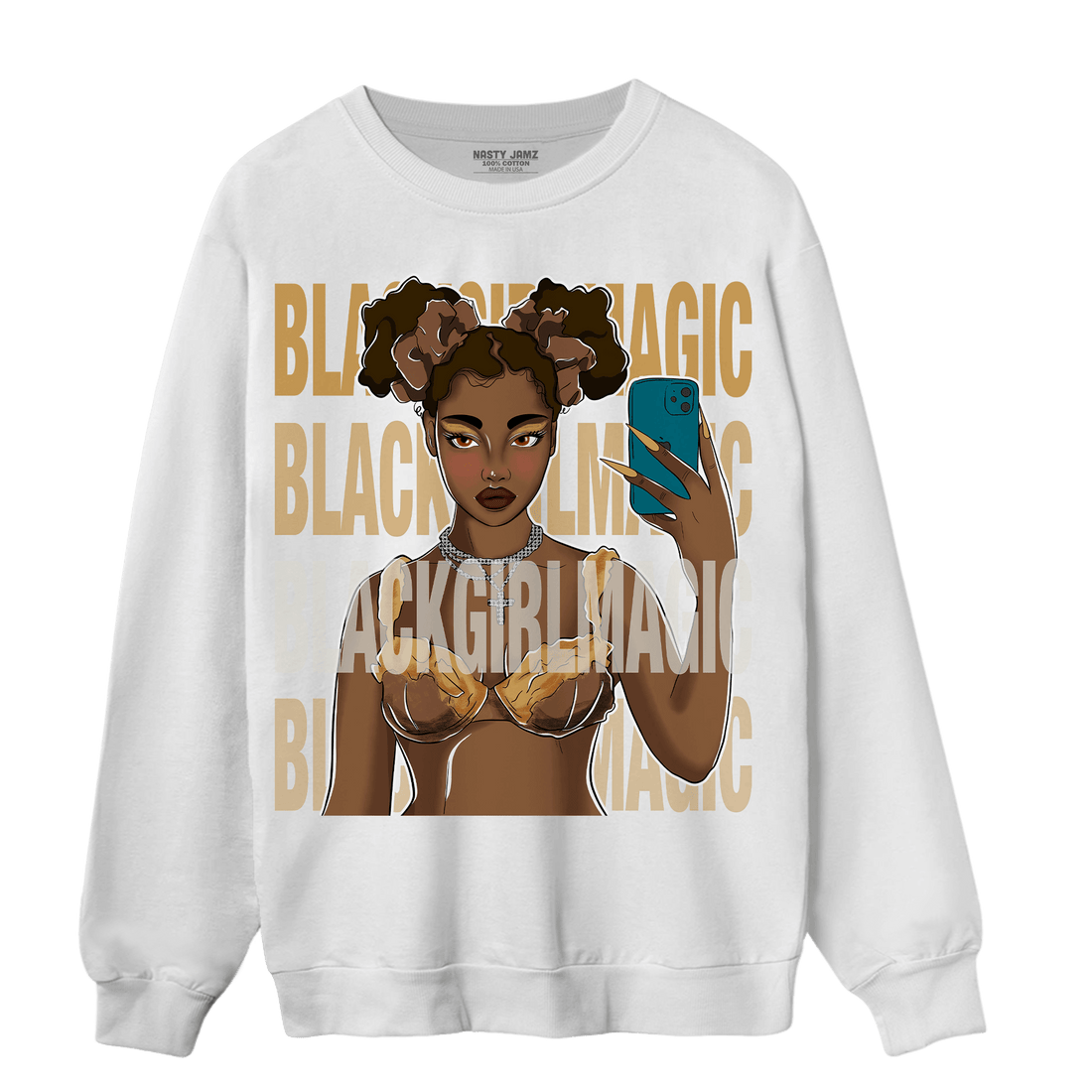 Cacao Wow 4s Sweatshirt Match Black Magic Girl Selfie - NastyJamz