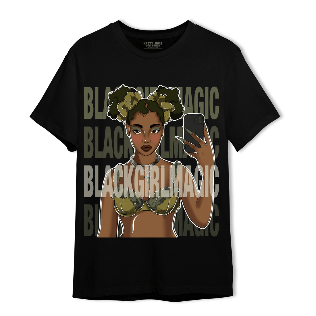 SE Craft Medium Olive 4s T Shirt Match Black Magic Girl Selfie - NastyJamz