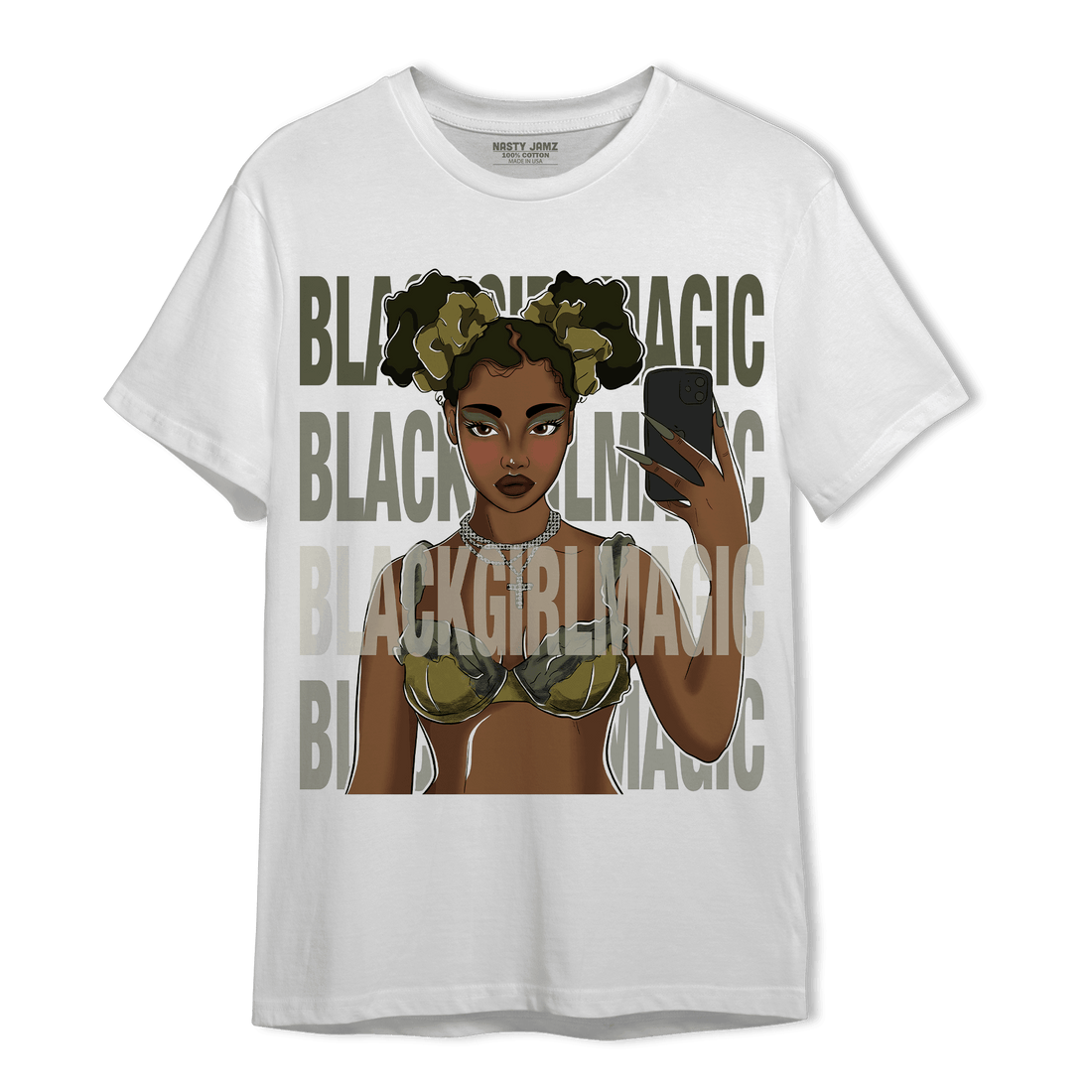 SE Craft Medium Olive 4s T Shirt Match Black Magic Girl Selfie - NastyJamz