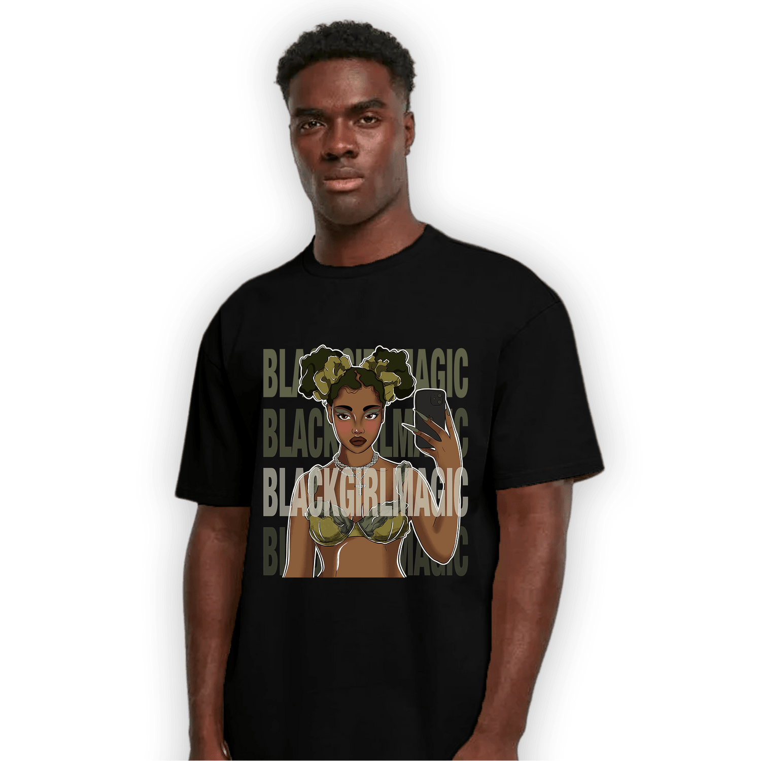 SE Craft Medium Olive 4s T Shirt Match Black Magic Girl Selfie - NastyJamz