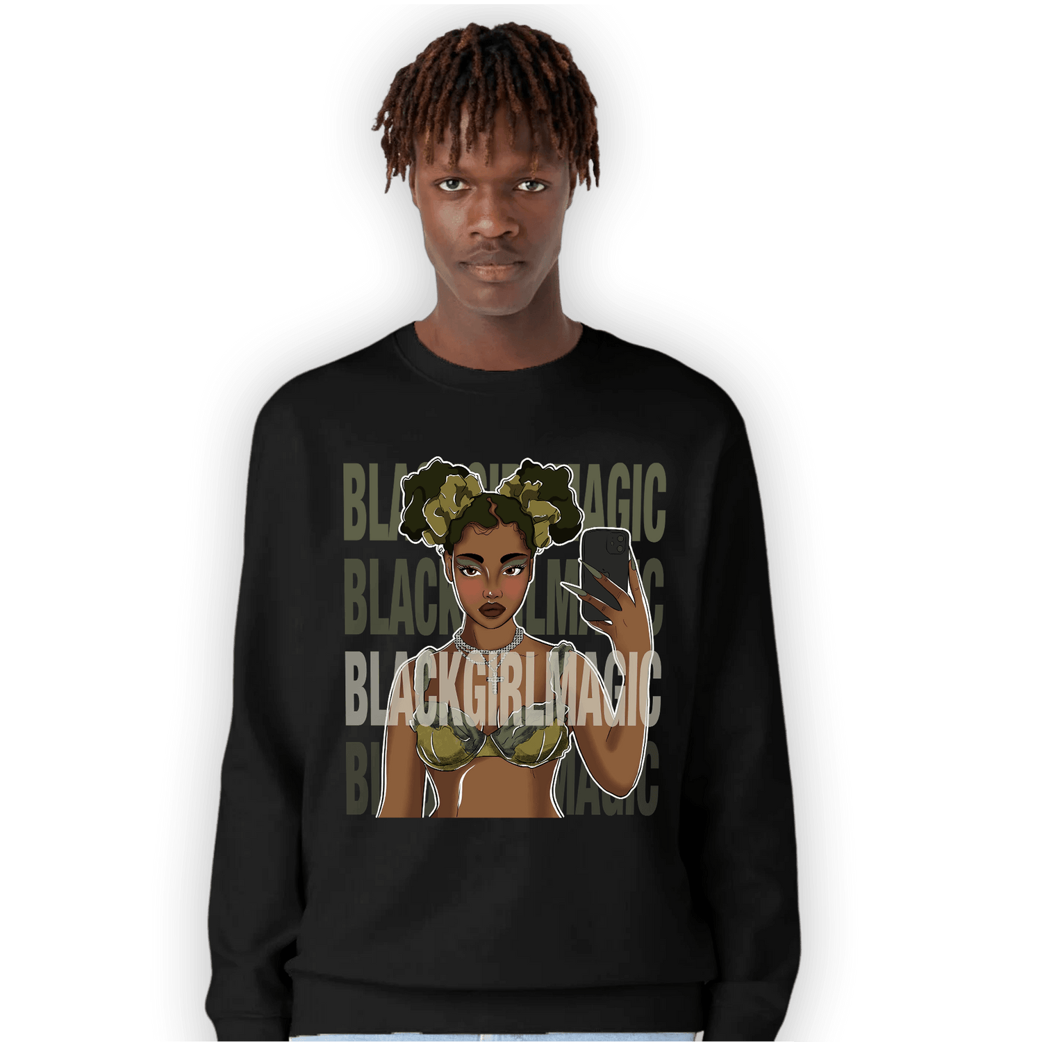 SE Craft Medium Olive 4s Sweatshirt Match Black Magic Girl Selfie - NastyJamz