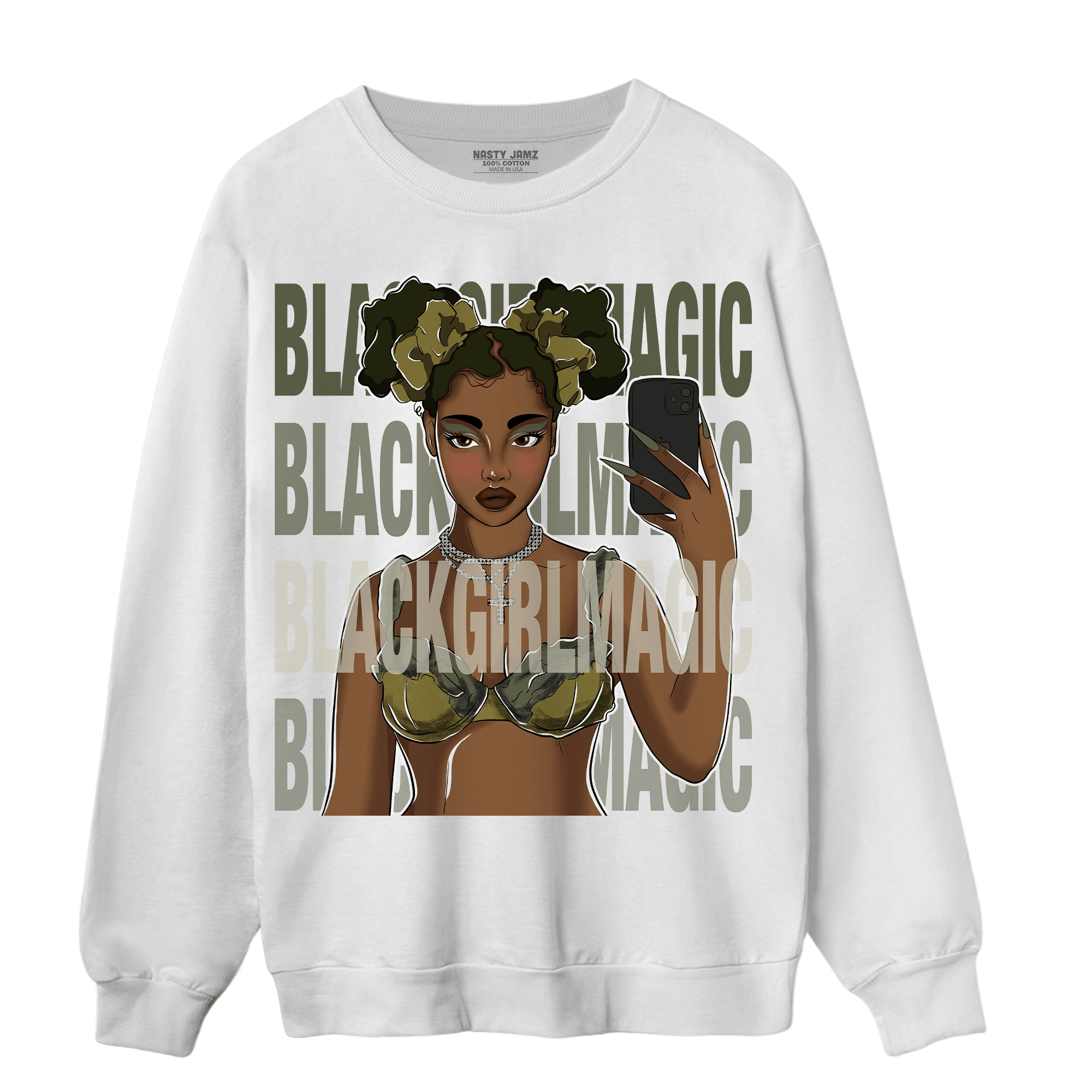SE Craft Medium Olive 4s Sweatshirt Match Black Magic Girl Selfie - NastyJamz