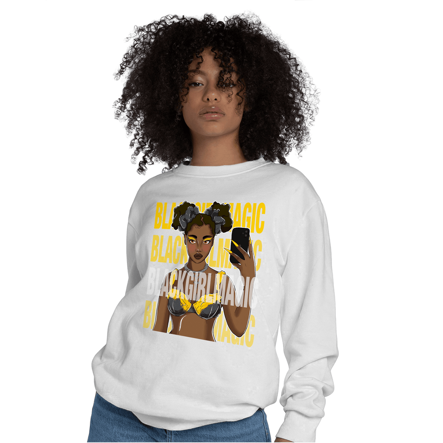 Thunder 4s Sweatshirt Match Black Magic Girl Selfie - NastyJamz