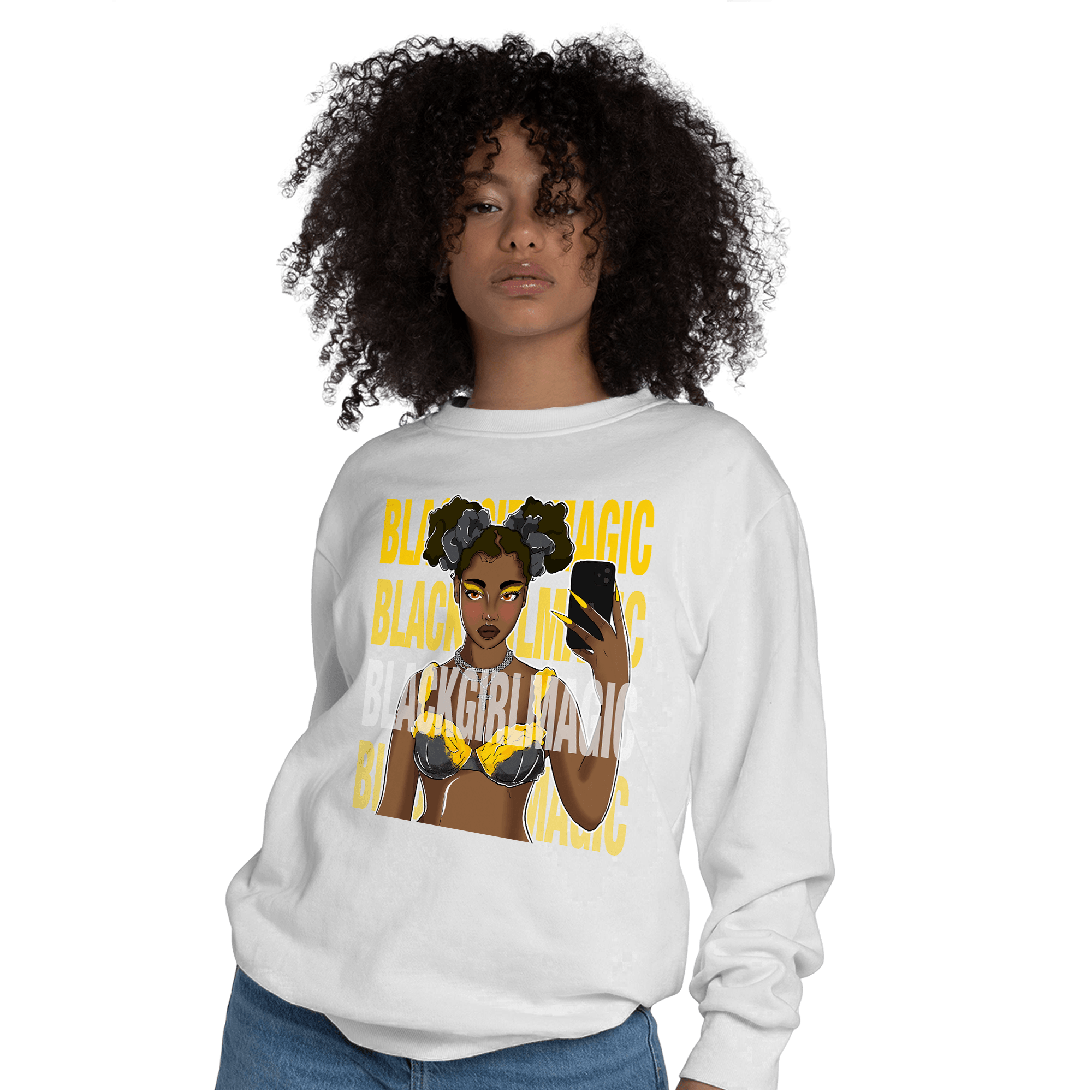 Thunder 4s Sweatshirt Match Black Magic Girl Selfie - NastyJamz