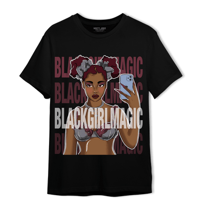 Burgundy 5s T Shirt Match Black Magic Girl Selfie - NastyJamz