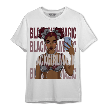 Burgundy 5s T Shirt Match Black Magic Girl Selfie - NastyJamz