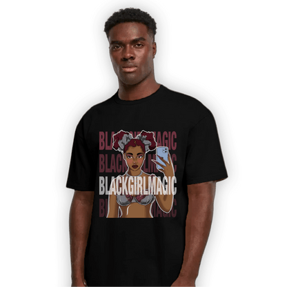 Burgundy 5s T Shirt Match Black Magic Girl Selfie - NastyJamz