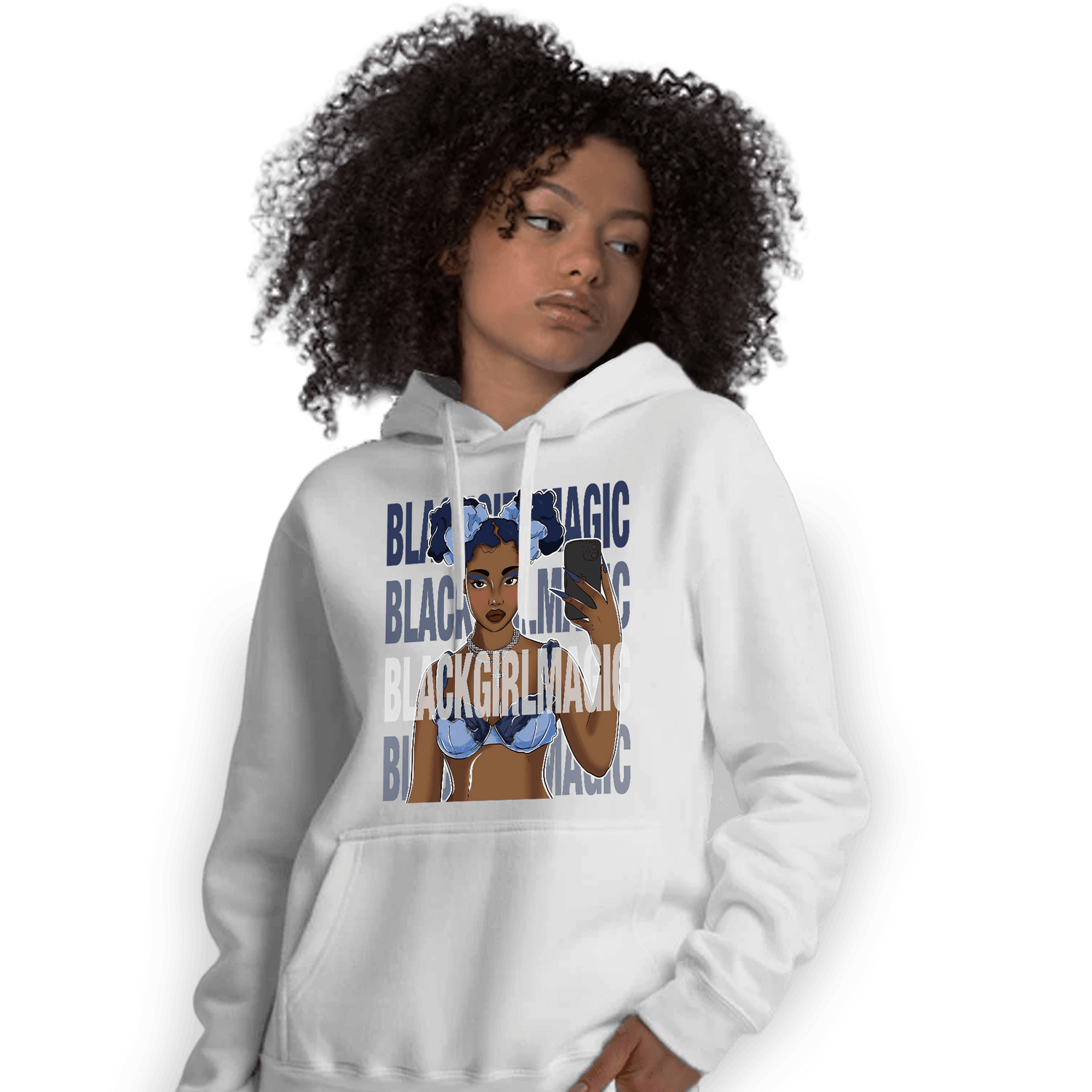 Midnight Navy 5s Hoodie Match Black Magic Girl Selfie - NastyJamz