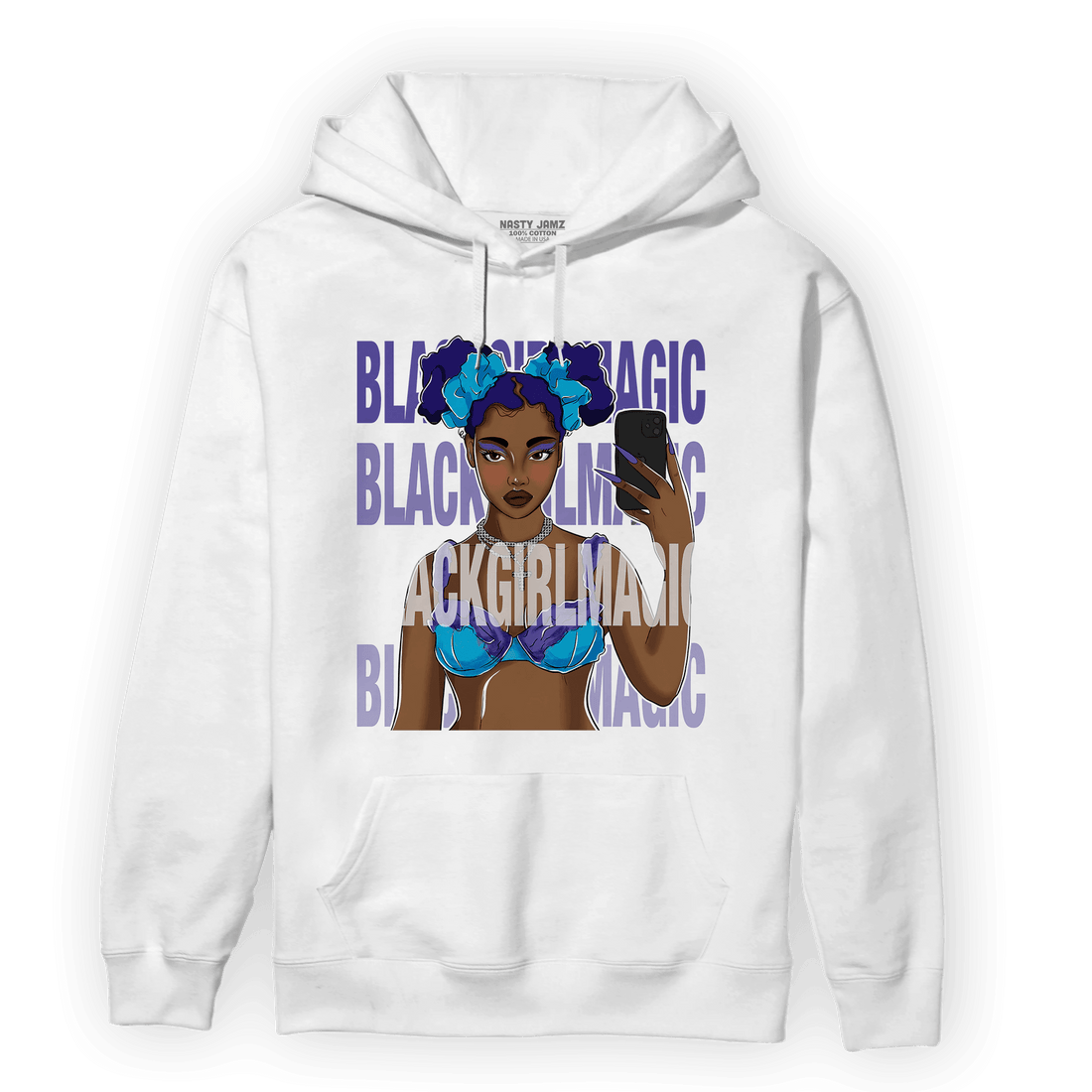 Aqua 6s Hoodie Match Black Magic Girl Selfie - NastyJamz