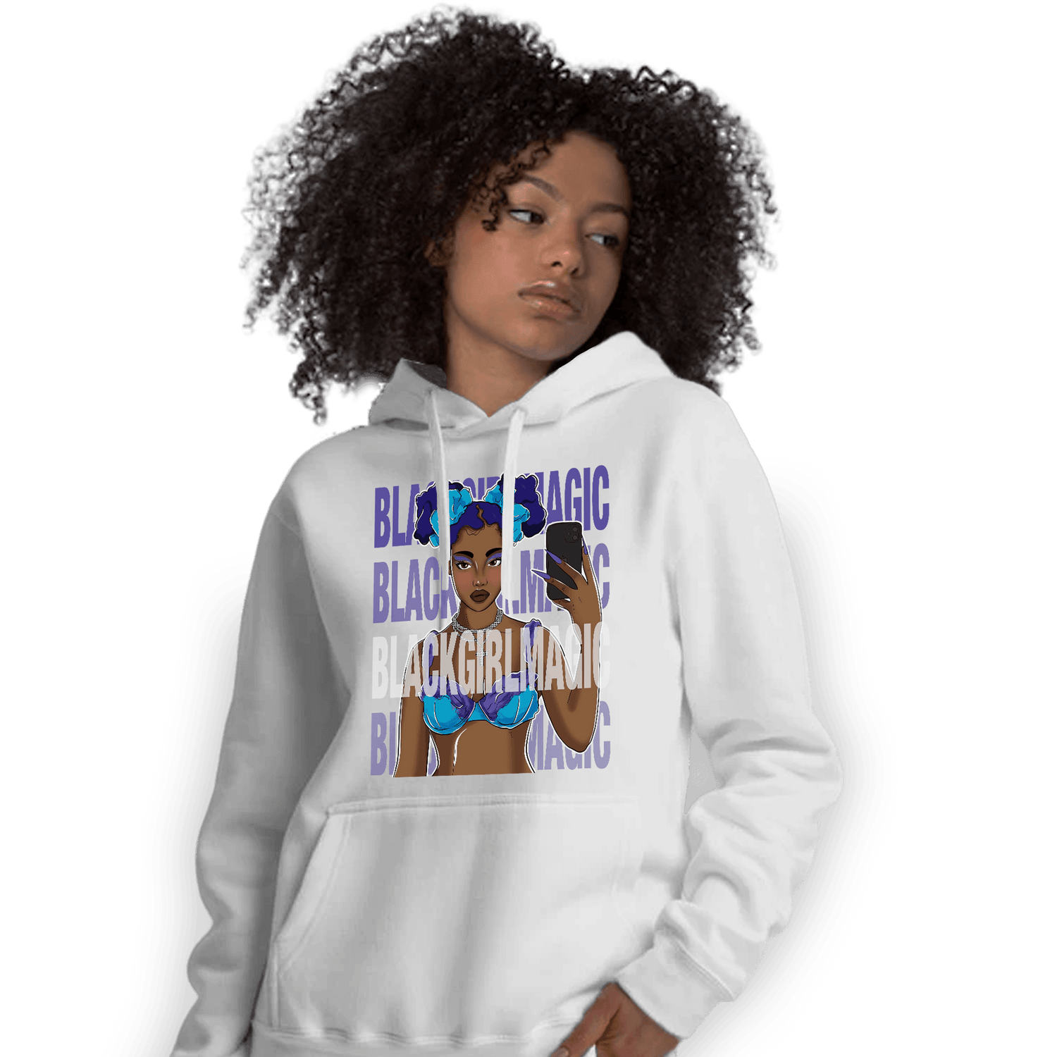Aqua 6s Hoodie Match Black Magic Girl Selfie - NastyJamz