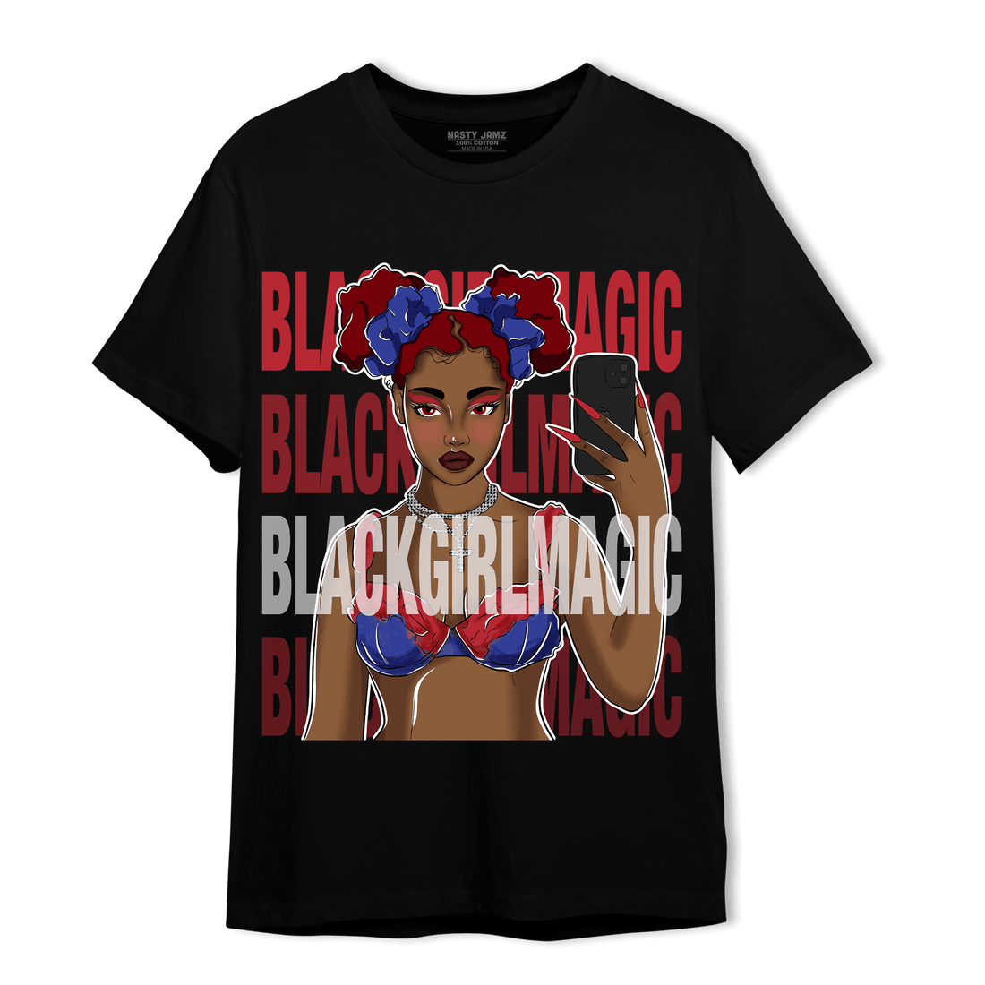 Playoffs 8s T Shirt Match Black Magic Girl Selfie - NastyJamz