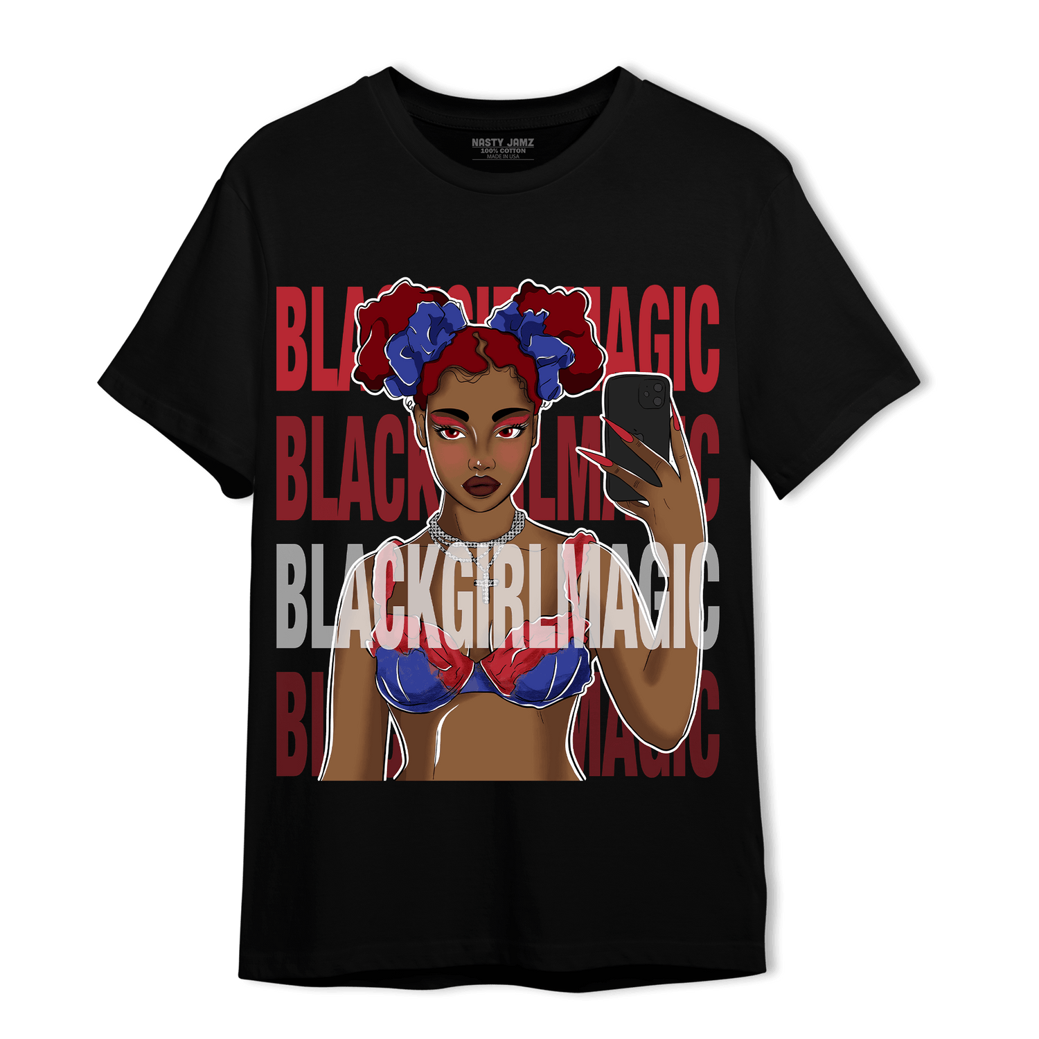 Playoffs 8s T Shirt Match Black Magic Girl Selfie - NastyJamz