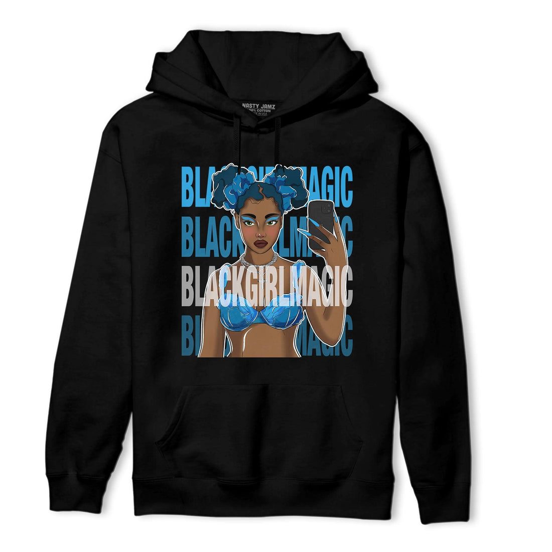 Powder Blue 9s Hoodie Match Black Magic Girl Selfie - NastyJamz