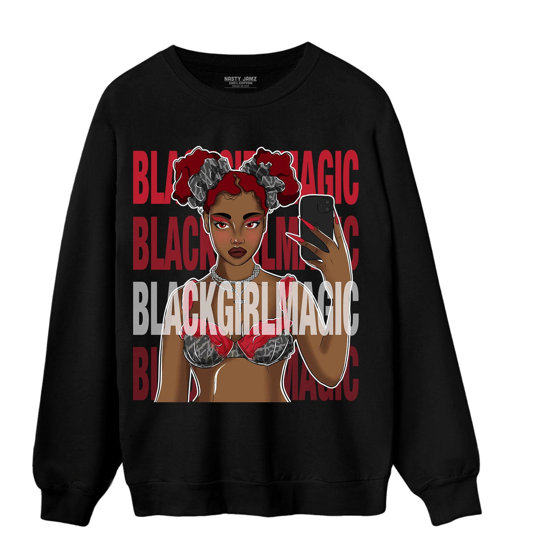 Spizike Low Bred Sweatshirt Match Black Magic Girl Selfie - NastyJamz