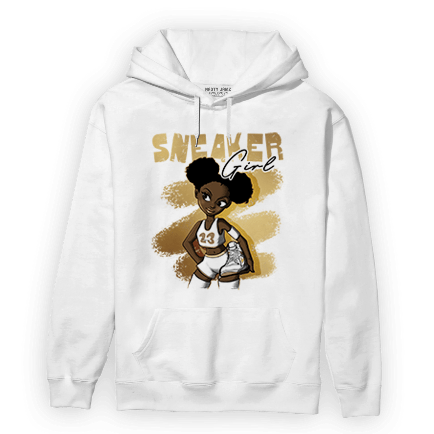 High OG Metallic Gold 1s Hoodie Match Black Sneaker Girl - NastyJamz