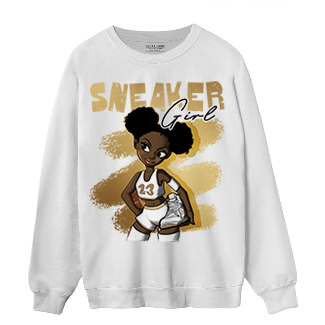 High OG Metallic Gold 1s Sweatshirt Match Black Sneaker Girl - NastyJamz