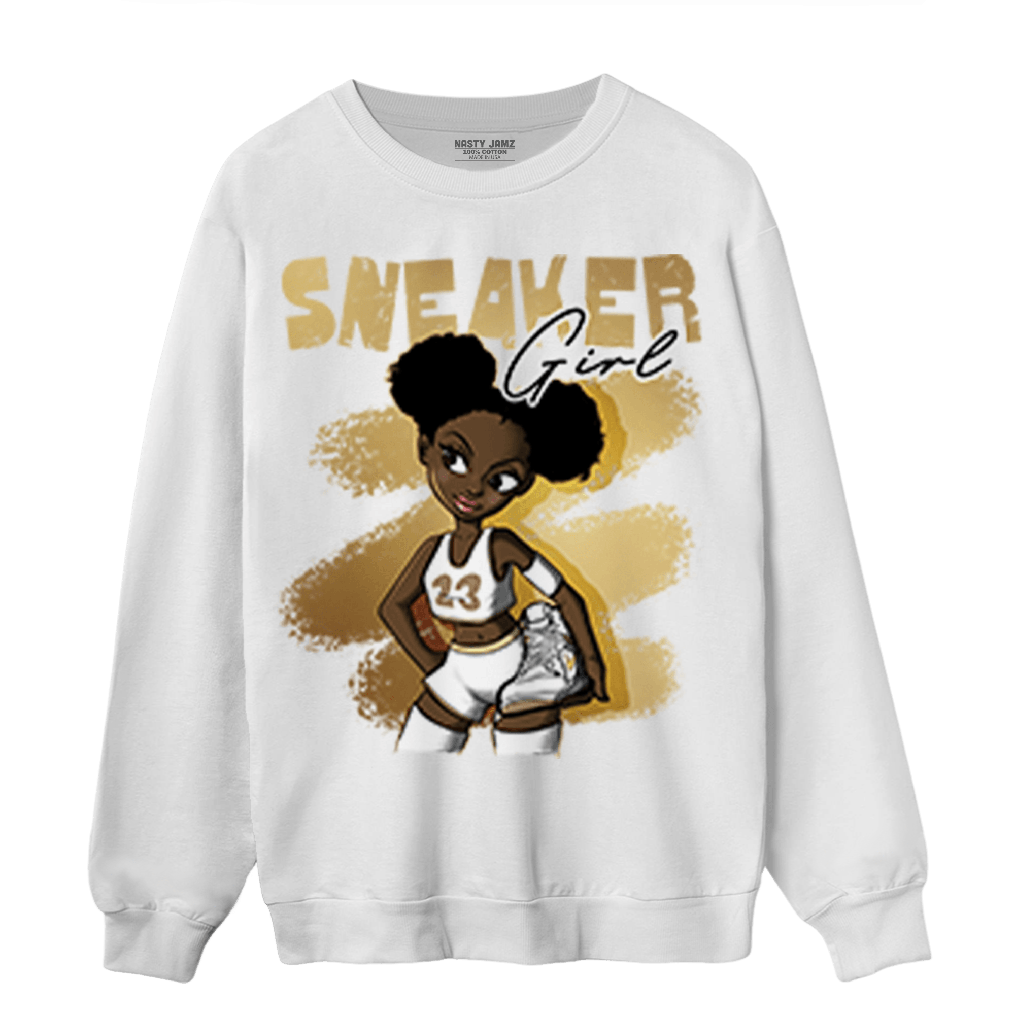 High OG Metallic Gold 1s Sweatshirt Match Black Sneaker Girl - NastyJamz