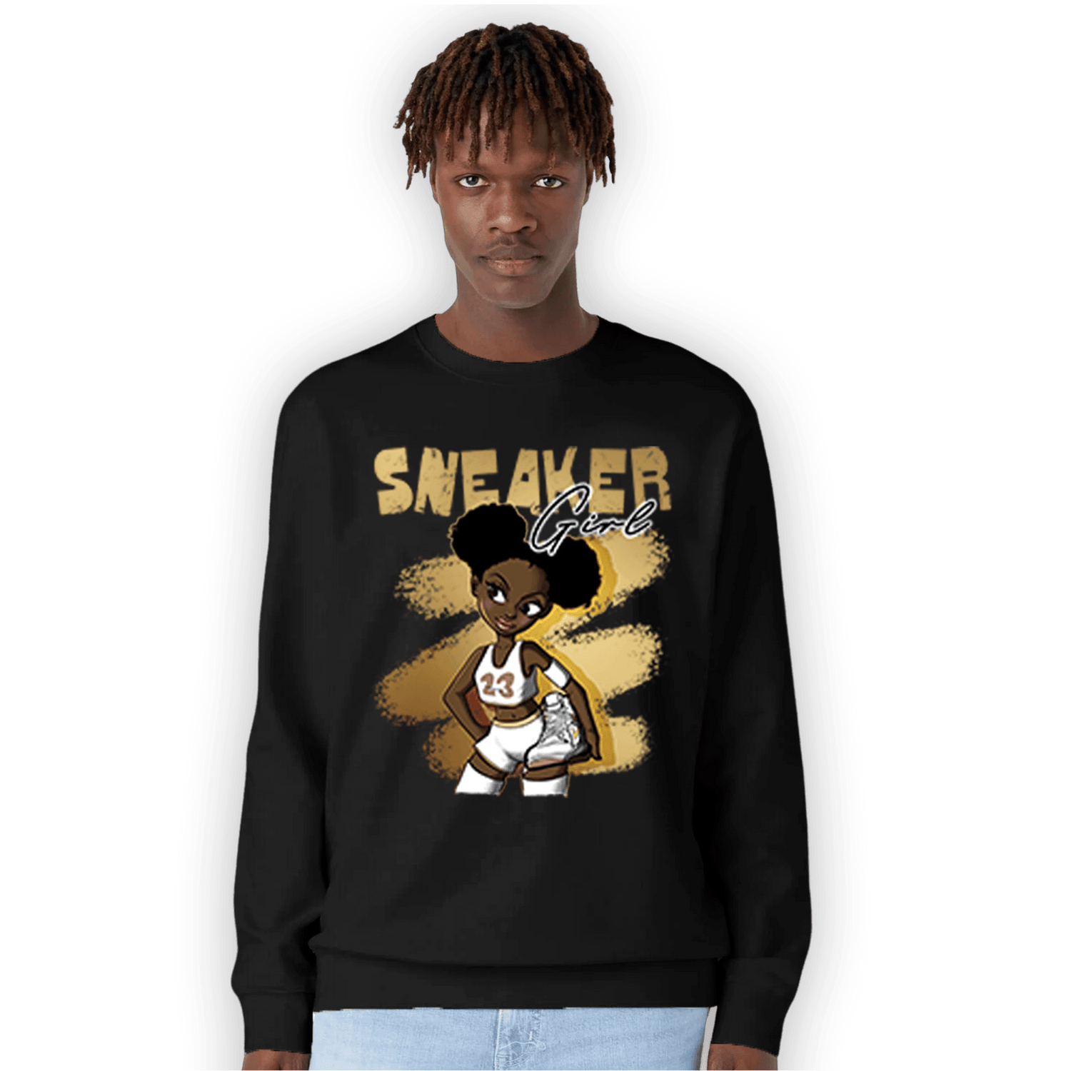 High OG Metallic Gold 1s Sweatshirt Match Black Sneaker Girl - NastyJamz