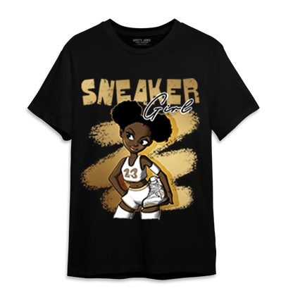 High OG Metallic Gold 1s T Shirt Match Black Sneaker Girl - NastyJamz