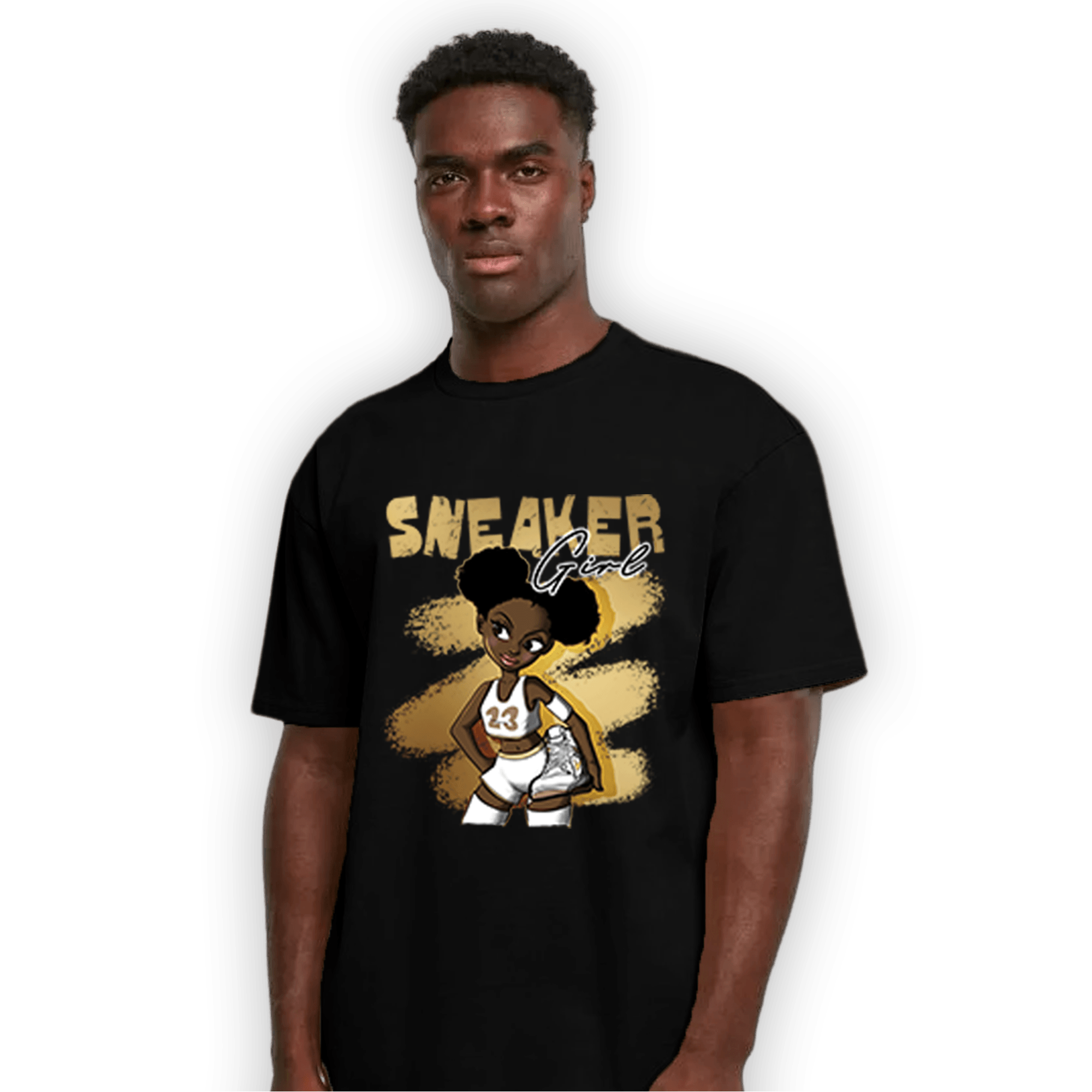 High OG Metallic Gold 1s T Shirt Match Black Sneaker Girl - NastyJamz