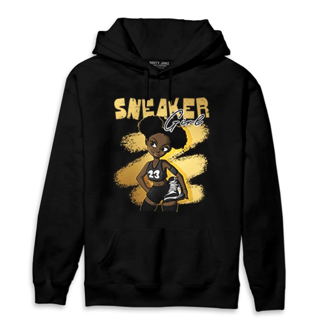 Mid SE Black Gold 1s Hoodie Match Black Sneaker Girl - NastyJamz