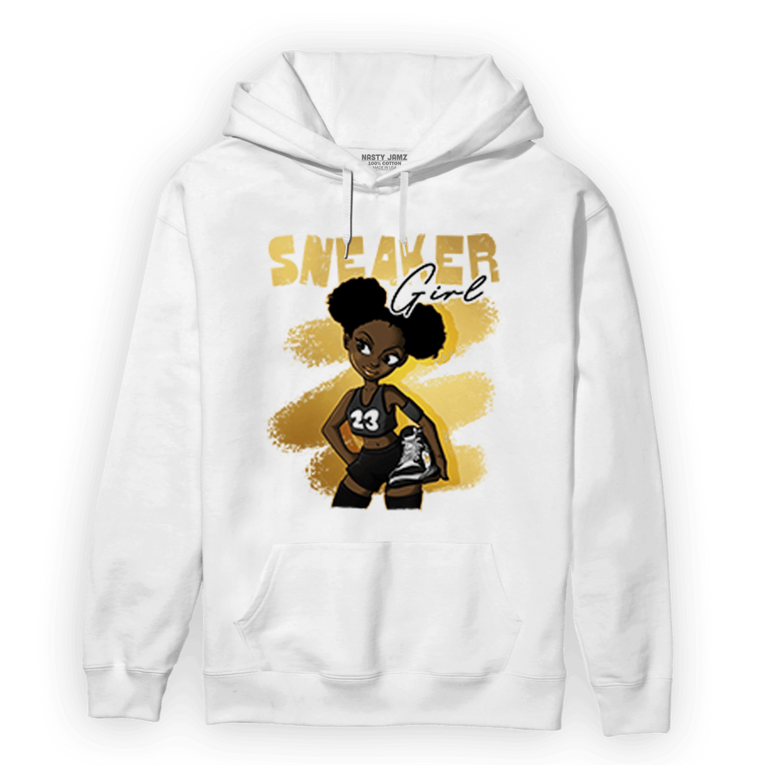 Mid SE Black Gold 1s Hoodie Match Black Sneaker Girl - NastyJamz