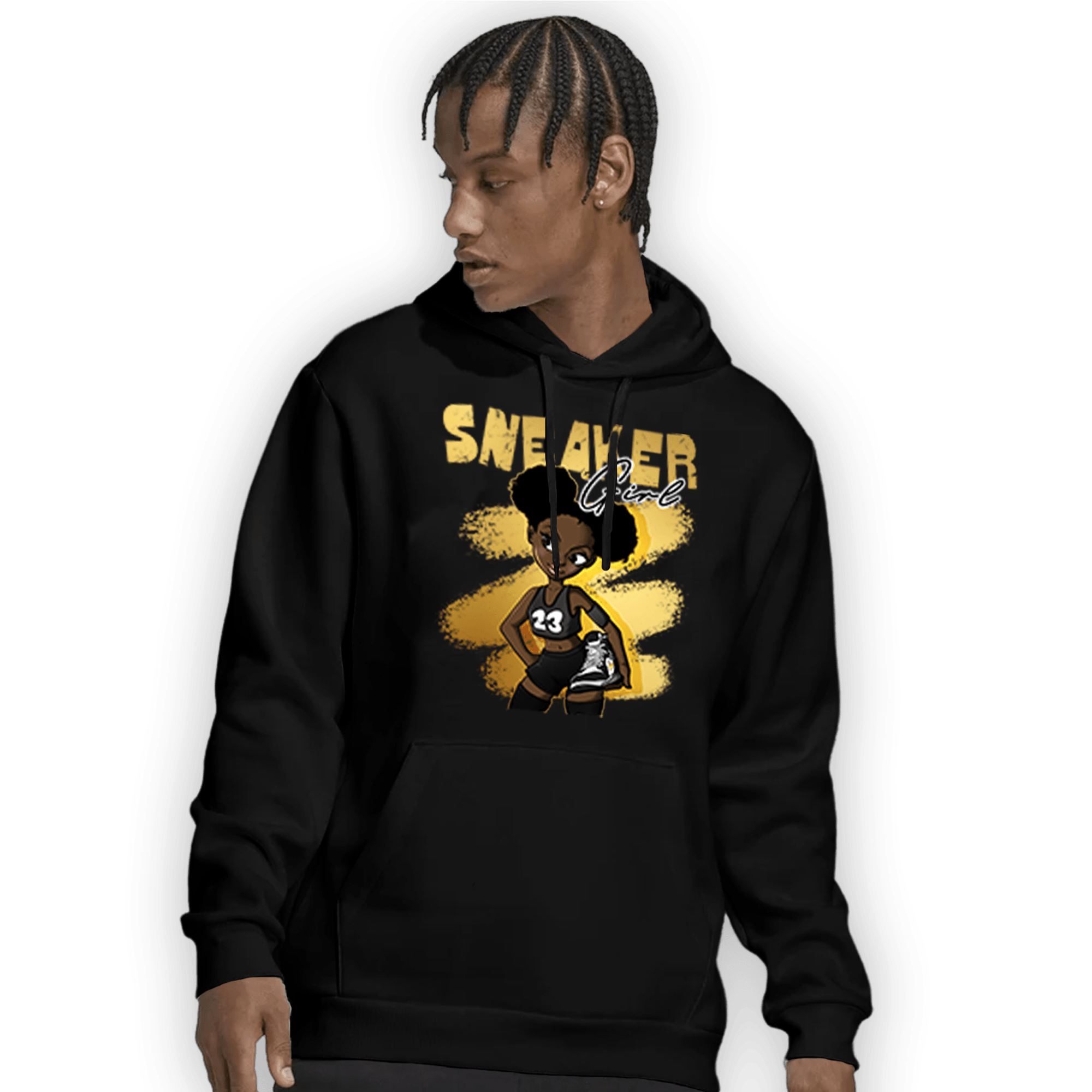 Mid SE Black Gold 1s Hoodie Match Black Sneaker Girl - NastyJamz