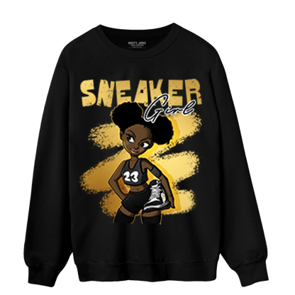 Mid SE Black Gold 1s Sweatshirt Match Black Sneaker Girl - NastyJamz