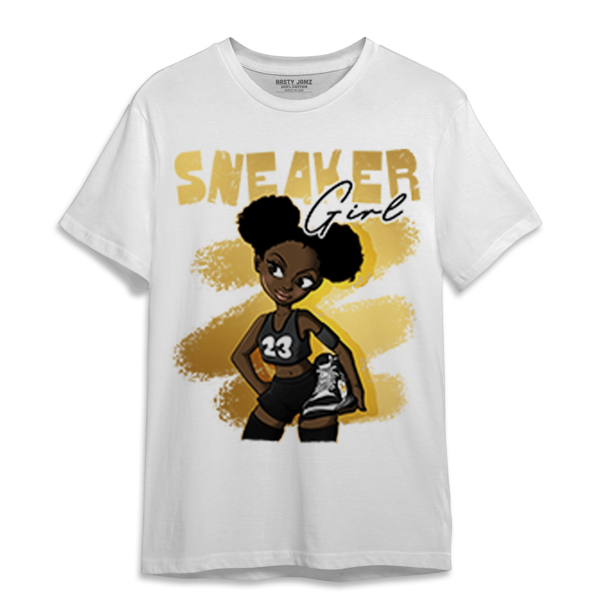 Mid SE Black Gold 1s T Shirt Match Black Sneaker Girl - NastyJamz