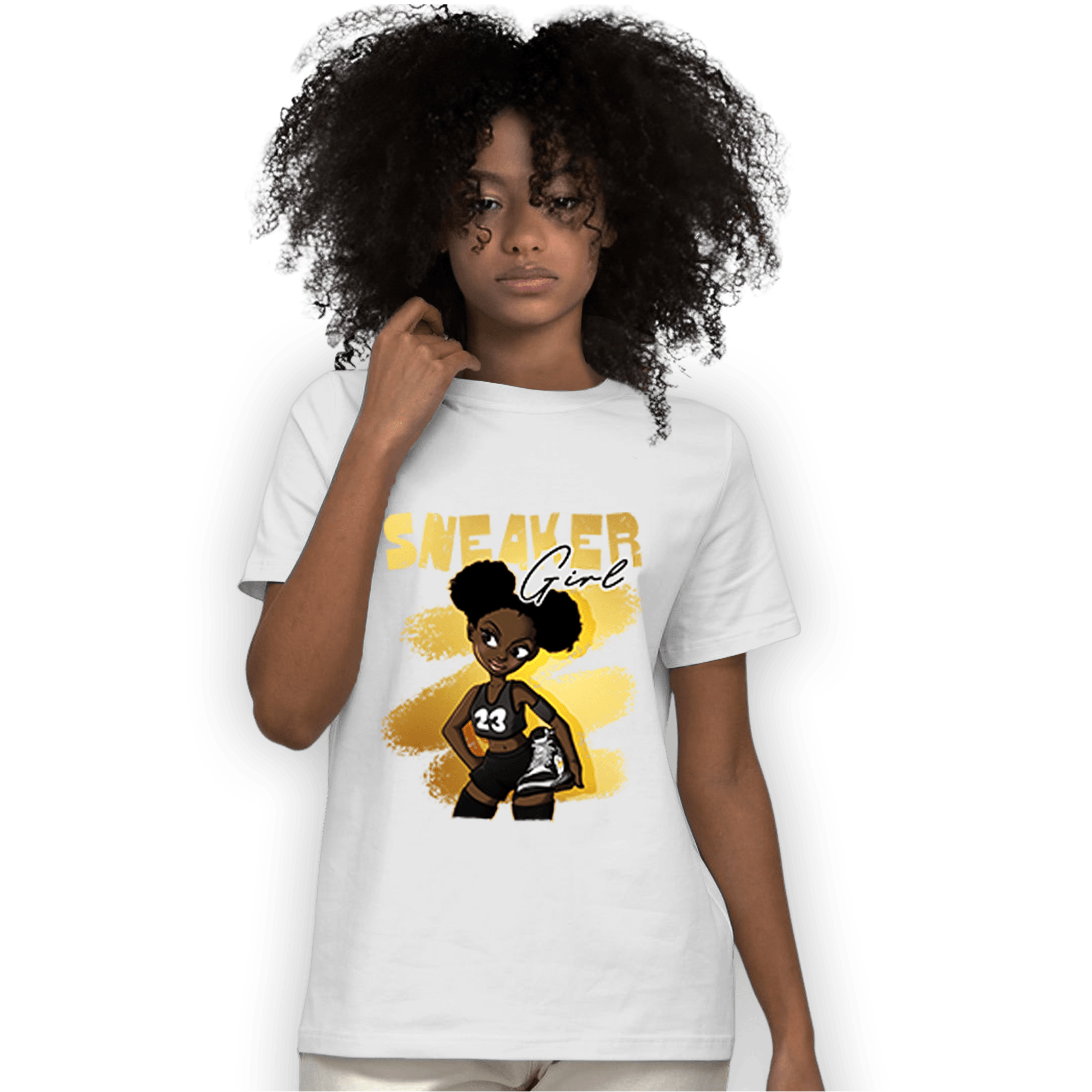 Mid SE Black Gold 1s T Shirt Match Black Sneaker Girl - NastyJamz