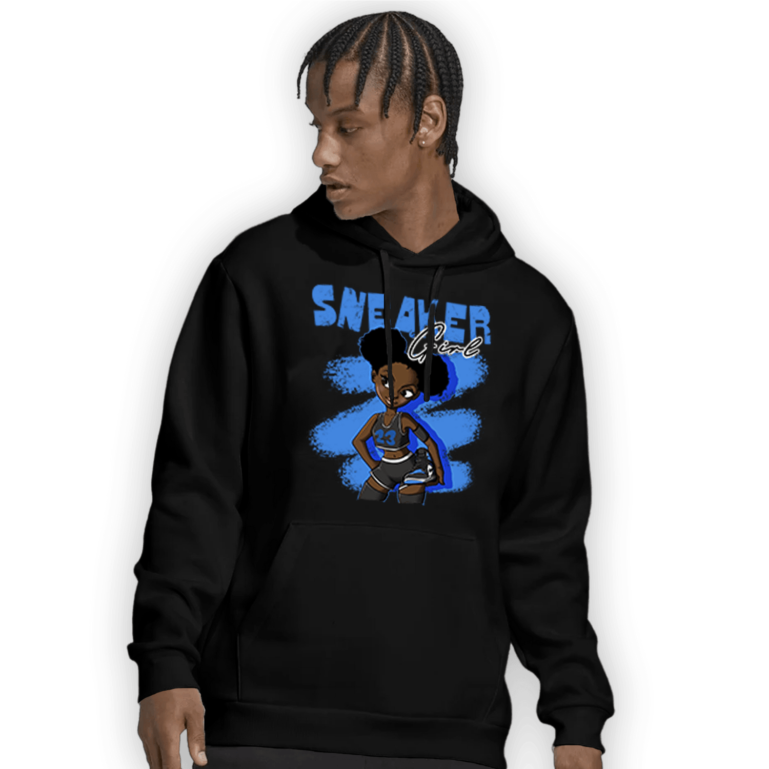 University Blue Toe 1s Hoodie Match Black Sneaker Girl - NastyJamz