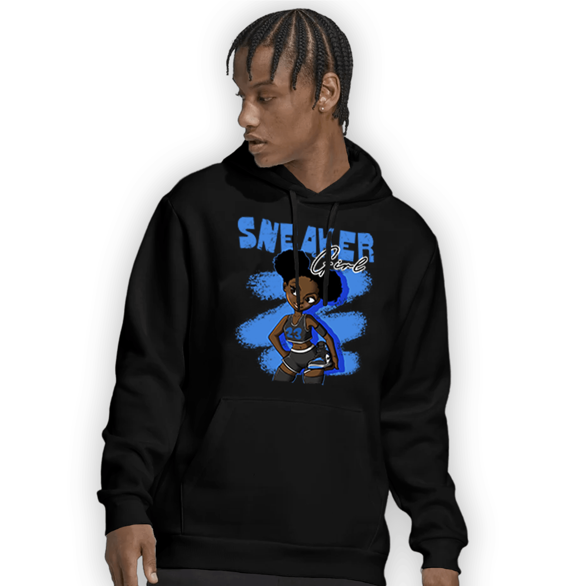 University Blue Toe 1s Hoodie Match Black Sneaker Girl - NastyJamz