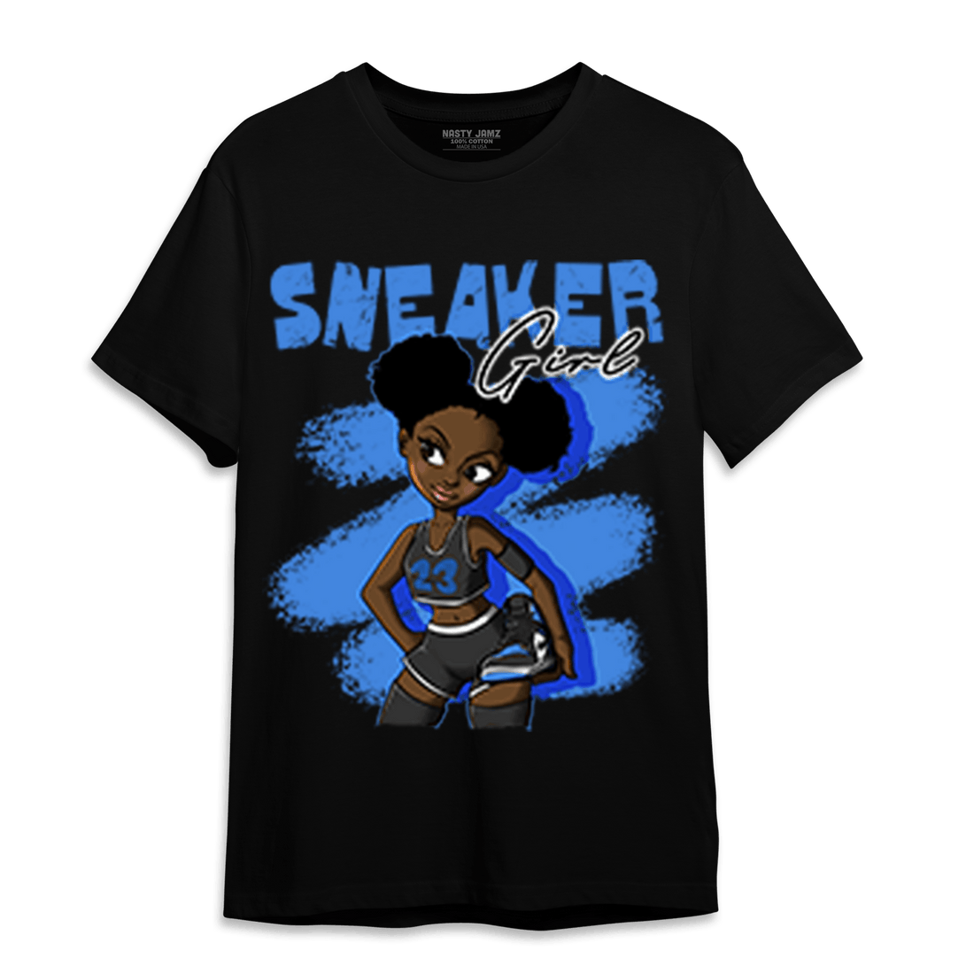 University Blue Toe 1s T Shirt Match Black Sneaker Girl - NastyJamz