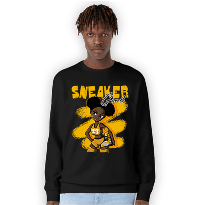 Yellow Ochre 1s Sweatshirt Match Black Sneaker Girl - NastyJamz