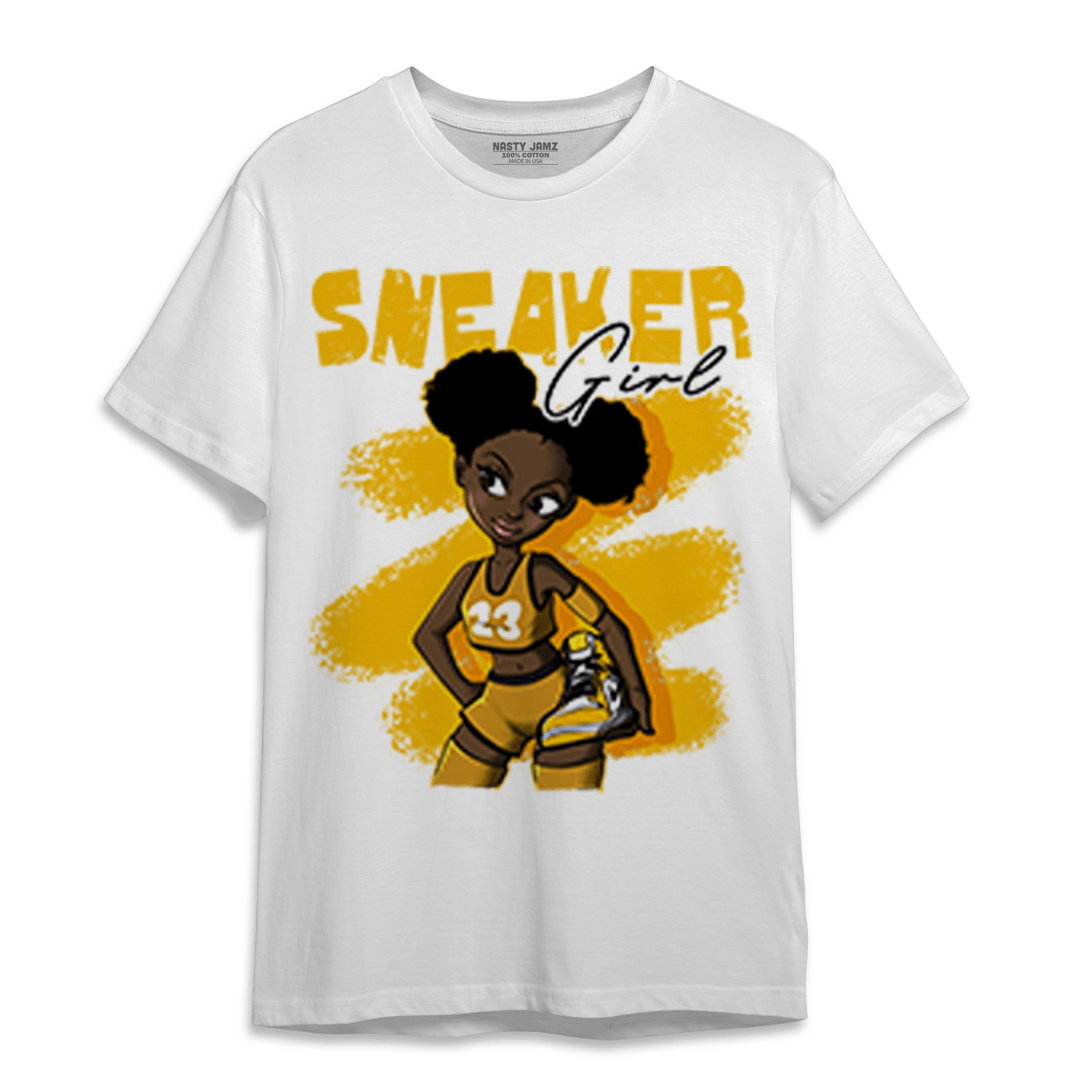 Yellow Ochre 1s T Shirt Match Black Sneaker Girl - NastyJamz