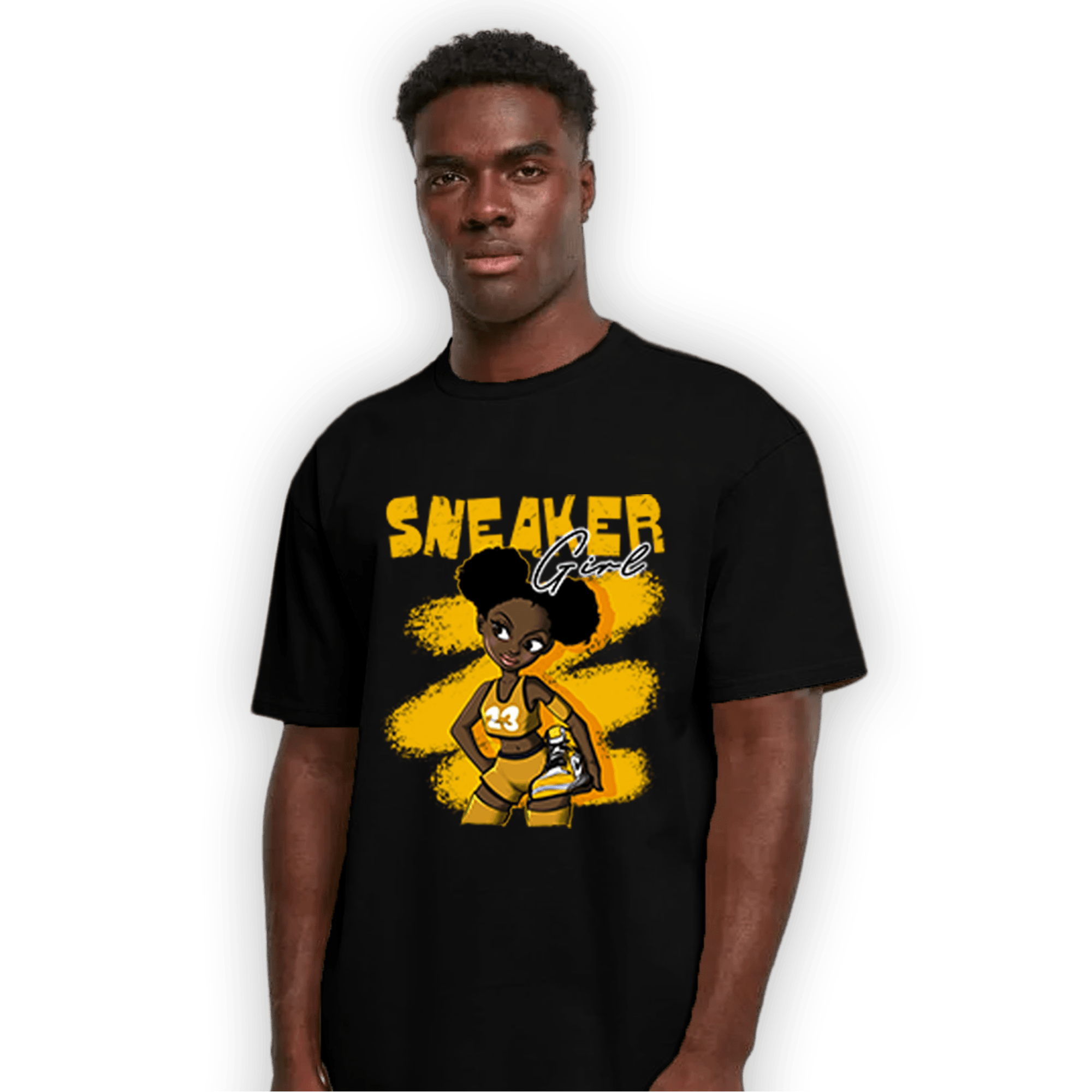 Yellow Ochre 1s T Shirt Match Black Sneaker Girl - NastyJamz