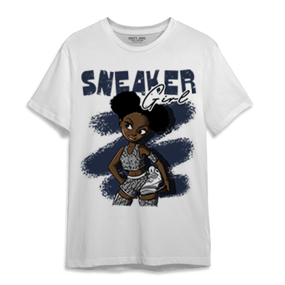 White Navy 3s T Shirt Match Black Sneaker Girl - NastyJamz