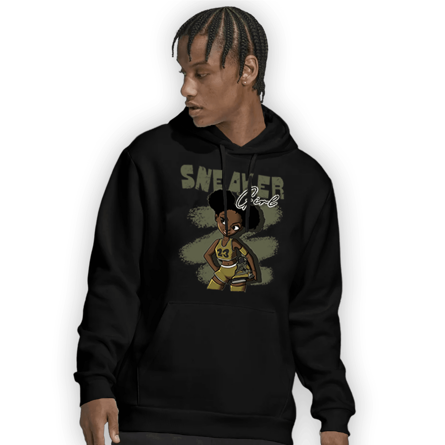 SE Craft Medium Olive 4s Hoodie Match Black Sneaker Girl - NastyJamz