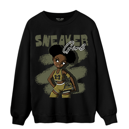 SE Craft Medium Olive 4s Sweatshirt Match Black Sneaker Girl - NastyJamz