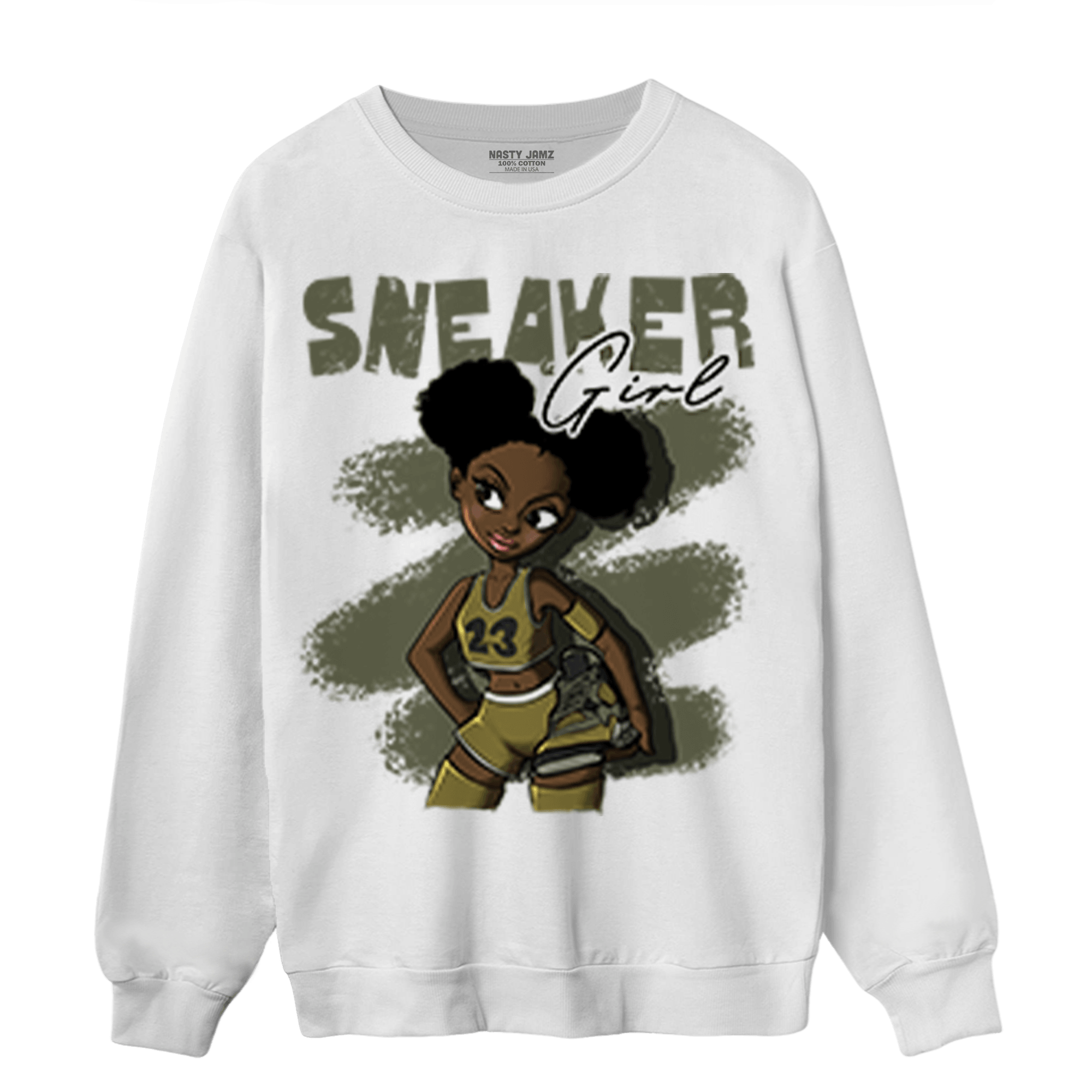 SE Craft Medium Olive 4s Sweatshirt Match Black Sneaker Girl - NastyJamz