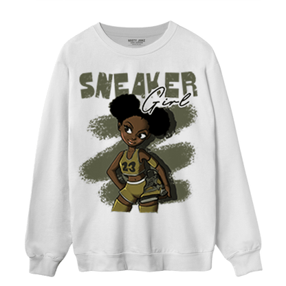 SE Craft Medium Olive 4s Sweatshirt Match Black Sneaker Girl - NastyJamz
