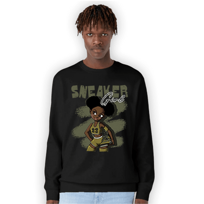 SE Craft Medium Olive 4s Sweatshirt Match Black Sneaker Girl - NastyJamz