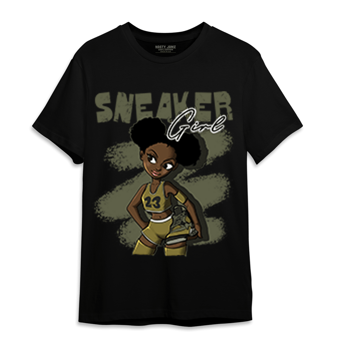 SE Craft Medium Olive 4s T Shirt Match Black Sneaker Girl - NastyJamz
