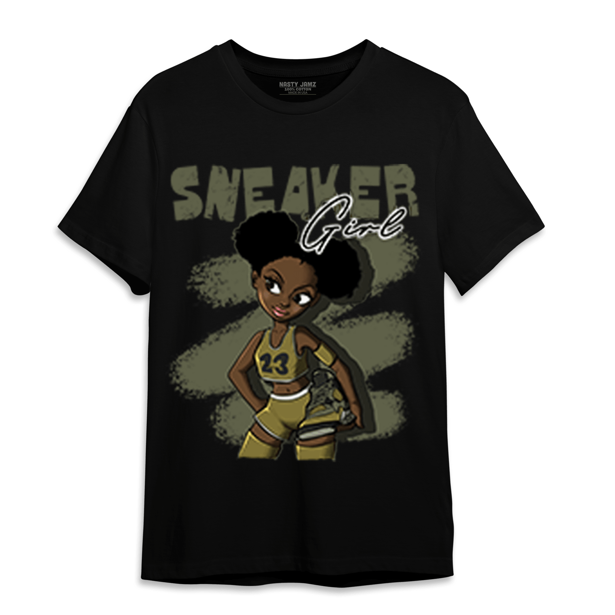 SE Craft Medium Olive 4s T Shirt Match Black Sneaker Girl - NastyJamz