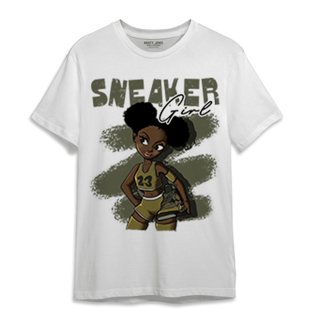 SE Craft Medium Olive 4s T Shirt Match Black Sneaker Girl - NastyJamz
