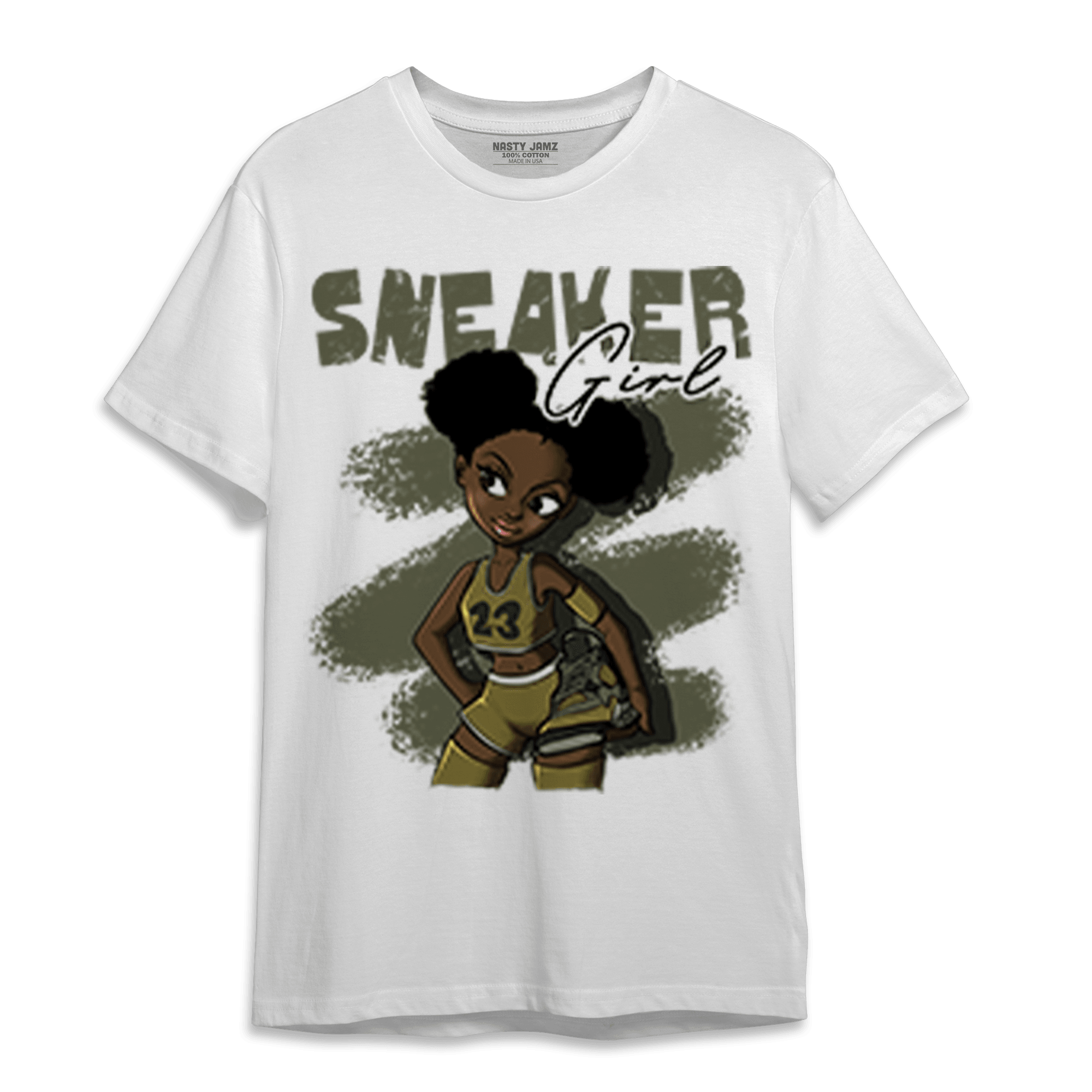 SE Craft Medium Olive 4s T Shirt Match Black Sneaker Girl - NastyJamz